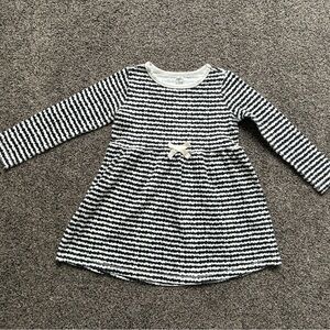 Touched by Nature Black and Cream/White Striped Long Sleeve Dress, Size 6